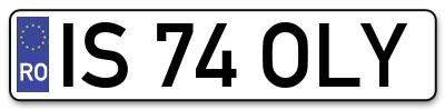 Placuta inmatriculare numar auto  IS-74-OLY, IS 74 OLY, IS74OLY