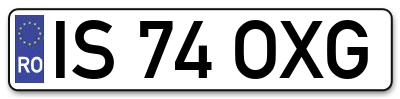 Placuta inmatriculare numar auto  IS-74-OXG, IS 74 OXG, IS74OXG