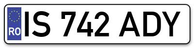 Placuta inmatriculare numar auto  IS-742-ADY, IS 742 ADY, IS742ADY