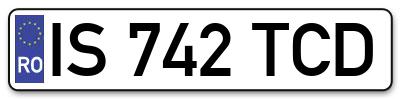 Placuta inmatriculare numar auto  IS-742-TCD, IS 742 TCD, IS742TCD