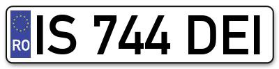 Placuta inmatriculare numar auto  IS-744-DEI, IS 744 DEI, IS744DEI