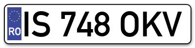 Placuta inmatriculare numar auto  IS-748-OKV, IS 748 OKV, IS748OKV