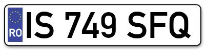 Placuta inmatriculare numar auto  IS-749-SFQ, IS 749 SFQ, IS749SFQ