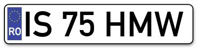 Placuta inmatriculare numar auto  IS-75-HMW, IS 75 HMW, IS75HMW