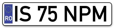 Placuta inmatriculare numar auto  IS-75-NPM, IS 75 NPM, IS75NPM