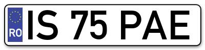 Placuta inmatriculare numar auto  IS-75-PAE, IS 75 PAE, IS75PAE