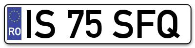 Placuta inmatriculare numar auto  IS-75-SFQ, IS 75 SFQ, IS75SFQ