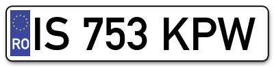 Placuta inmatriculare numar auto  IS-753-KPW, IS 753 KPW, IS753KPW