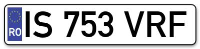 Placuta inmatriculare numar auto  IS-753-VRF, IS 753 VRF, IS753VRF