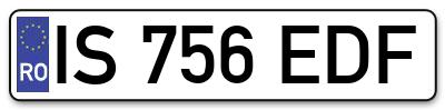 Placuta inmatriculare numar auto  IS-756-EDF, IS 756 EDF, IS756EDF