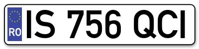 Placuta inmatriculare numar auto  IS-756-QCI, IS 756 QCI, IS756QCI