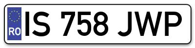 Placuta inmatriculare numar auto  IS-758-JWP, IS 758 JWP, IS758JWP