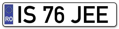 Placuta inmatriculare numar auto  IS-76-JEE, IS 76 JEE, IS76JEE
