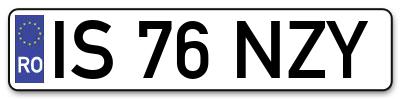 Placuta inmatriculare numar auto  IS-76-NZY, IS 76 NZY, IS76NZY