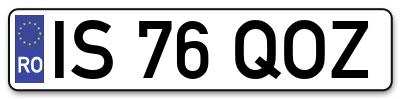 Placuta inmatriculare numar auto  IS-76-QOZ, IS 76 QOZ, IS76QOZ