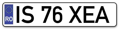 Placuta inmatriculare numar auto  IS-76-XEA, IS 76 XEA, IS76XEA