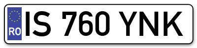 Placuta inmatriculare numar auto  IS-760-YNK, IS 760 YNK, IS760YNK