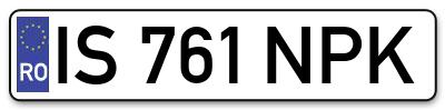 Placuta inmatriculare numar auto  IS-761-NPK, IS 761 NPK, IS761NPK