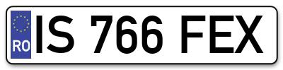 Placuta inmatriculare numar auto  IS-766-FEX, IS 766 FEX, IS766FEX