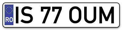 Placuta inmatriculare numar auto  IS-77-OUM, IS 77 OUM, IS77OUM