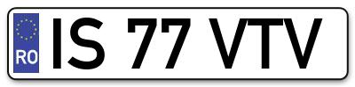 Placuta inmatriculare numar auto  IS-77-VTV, IS 77 VTV, IS77VTV