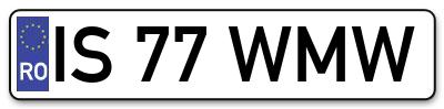 Placuta inmatriculare numar auto  IS-77-WMW, IS 77 WMW, IS77WMW