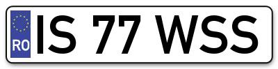 Placuta inmatriculare numar auto  IS-77-WSS, IS 77 WSS, IS77WSS
