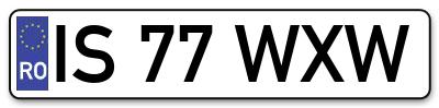 Placuta inmatriculare numar auto  IS-77-WXW, IS 77 WXW, IS77WXW