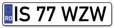 Placuta inmatriculare numar auto  IS-77-WZW, IS 77 WZW, IS77WZW