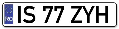 Placuta inmatriculare numar auto  IS-77-ZYH, IS 77 ZYH, IS77ZYH