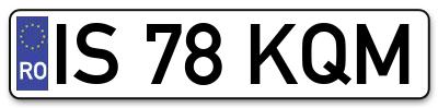 Placuta inmatriculare numar auto  IS-78-KQM, IS 78 KQM, IS78KQM
