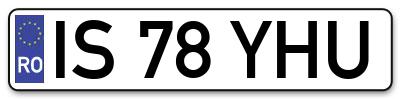 Placuta inmatriculare numar auto  IS-78-YHU, IS 78 YHU, IS78YHU