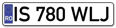 Placuta inmatriculare numar auto  IS-780-WLJ, IS 780 WLJ, IS780WLJ
