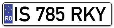Placuta inmatriculare numar auto  IS-785-RKY, IS 785 RKY, IS785RKY