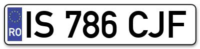 Placuta inmatriculare numar auto  IS-786-CJF, IS 786 CJF, IS786CJF