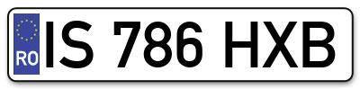 Placuta inmatriculare numar auto  IS-786-HXB, IS 786 HXB, IS786HXB