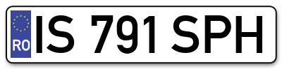 Placuta inmatriculare numar auto  IS-791-SPH, IS 791 SPH, IS791SPH