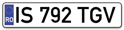 Placuta inmatriculare numar auto  IS-792-TGV, IS 792 TGV, IS792TGV