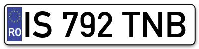 Placuta inmatriculare numar auto  IS-792-TNB, IS 792 TNB, IS792TNB