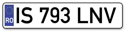 Placuta inmatriculare numar auto  IS-793-LNV, IS 793 LNV, IS793LNV