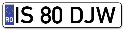 Placuta inmatriculare numar auto  IS-80-DJW, IS 80 DJW, IS80DJW