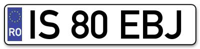 Placuta inmatriculare numar auto  IS-80-EBJ, IS 80 EBJ, IS80EBJ