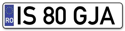Placuta inmatriculare numar auto  IS-80-GJA, IS 80 GJA, IS80GJA