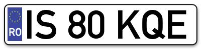 Placuta inmatriculare numar auto  IS-80-KQE, IS 80 KQE, IS80KQE