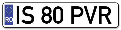 Placuta inmatriculare numar auto  IS-80-PVR, IS 80 PVR, IS80PVR