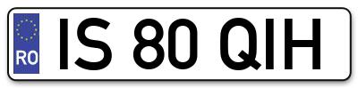 Placuta inmatriculare numar auto  IS-80-QIH, IS 80 QIH, IS80QIH