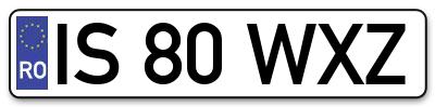Placuta inmatriculare numar auto  IS-80-WXZ, IS 80 WXZ, IS80WXZ
