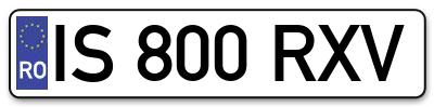 Placuta inmatriculare numar auto  IS-800-RXV, IS 800 RXV, IS800RXV