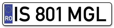 Placuta inmatriculare numar auto  IS-801-MGL, IS 801 MGL, IS801MGL