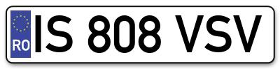 Placuta inmatriculare numar auto  IS-808-VSV, IS 808 VSV, IS808VSV